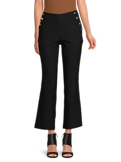 Nanette Lepore Women's Button Ankle Flare Pants In Very Black