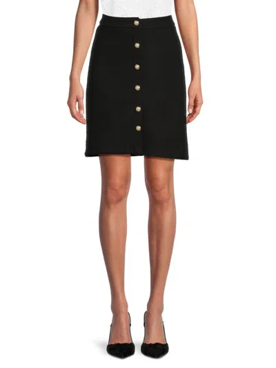 Nanette Lepore Women's Button Front Skirt In Very Black