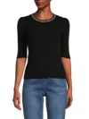 Nanette Lepore Women's Chain Ribbed Sweater In Very Black