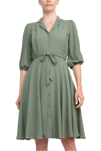 Nanette Lepore Women's Collared Solid Rayon Dress In Prairie Sage In Multi