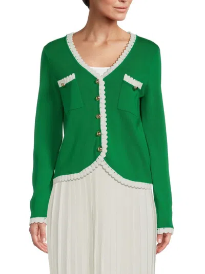 Nanette Lepore Women's Crochet Trim Cardigan In Green