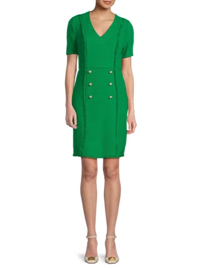 Nanette Lepore Women's Double Breasted Tweed Sheath Dress In Lilly Pad