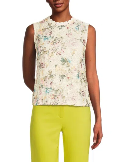 Nanette Lepore Women's Floral Lace Top In Ivory Multi