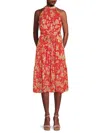 NANETTE LEPORE WOMEN'S FLORAL TIERED BELTED MIDI FLARE DRESS