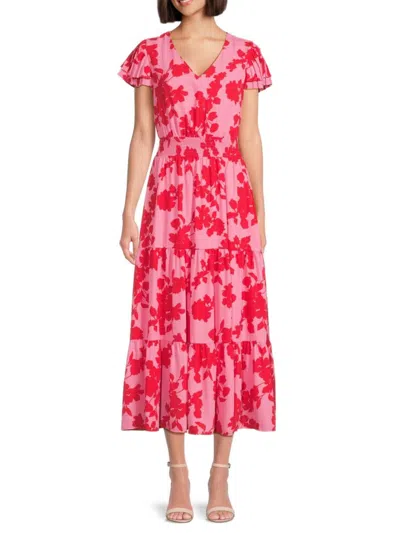 Nanette Lepore Women's Floral Tiered Maxi Dress In Red