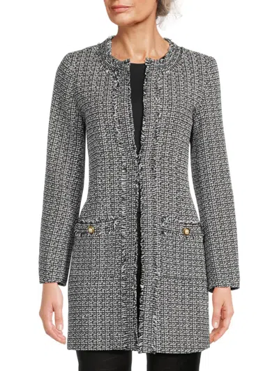 Nanette Lepore Women's Frayed Tweed Coat In Very Black
