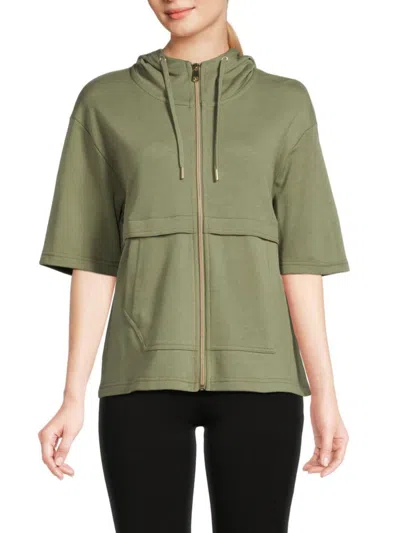 Nanette Lepore Women's Hooded Zip Up Jacket In Oil Green