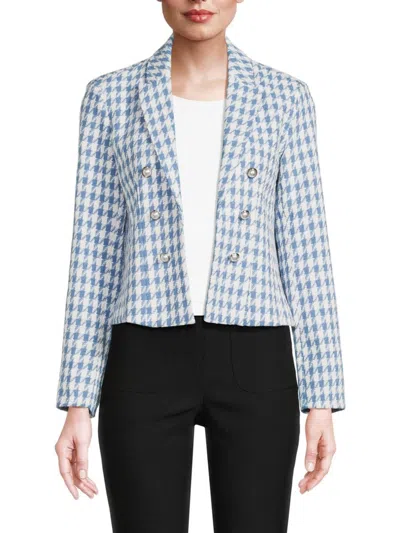 Nanette Lepore Women's Houndstooth Open Front Jacket In Blue