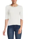 Nanette Lepore Women's Jewelneck Ribbed Sweater In Cannoli