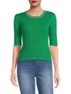 Nanette Lepore Women's Jewelneck Ribbed Sweater In Green