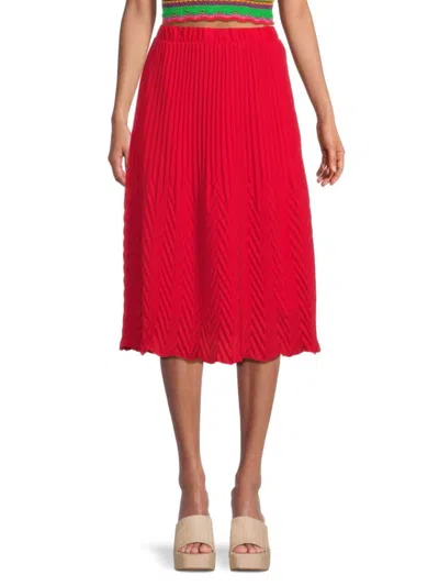 Nanette Lepore Women's Knit A Line Midi Skirt In Pure Red