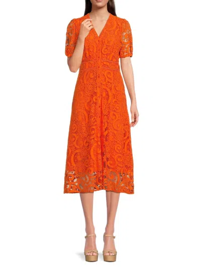 Nanette Lepore Women's Lace Midi Dress In Poppy