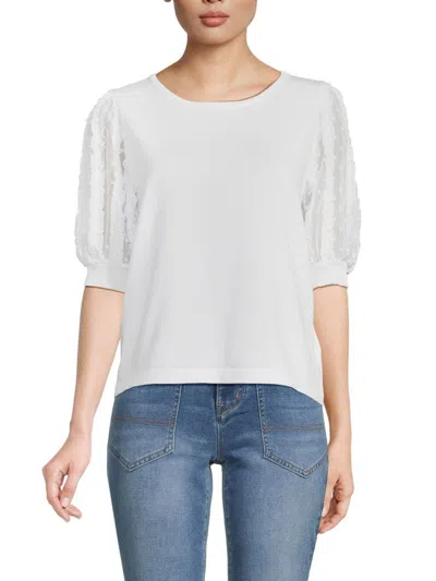 Nanette Lepore Women's Lace Puff Sleeve Sweater In Mademoiselle