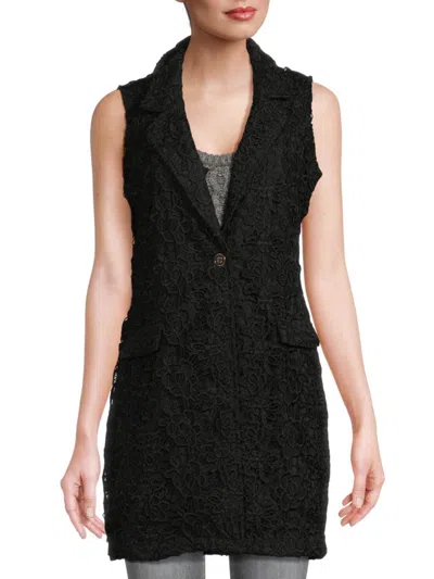 Nanette Lepore Women's Long Lace Vest In Very Black