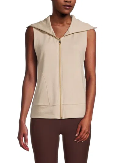 Nanette Lepore Women's Oversized Collar Zip Vest In Beige