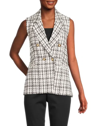 Nanette Lepore Women's Plaid Double Breasted Vest In Very Black
