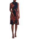 Nanette Lepore Women's Pleated Floral Fit & Flare Midi Dress In Navy Coral