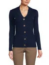 NANETTE LEPORE WOMEN'S RIBBED FAUX BUTTON SWEATER