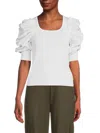 Nanette Lepore Women's Ruched Sleeve Knit Top In White