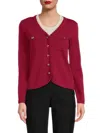 Nanette Lepore Nanette  Women's Scalloped Cardigan In Crimson Ruby