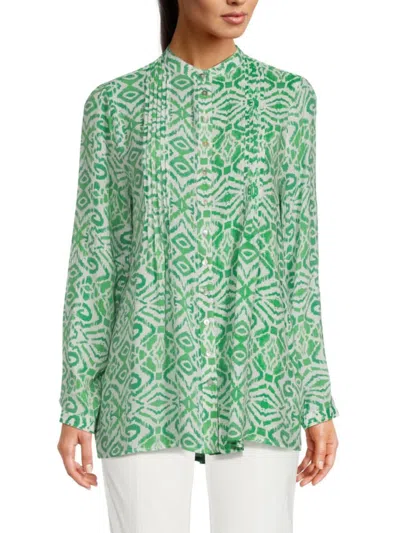 Nanette Lepore Women's Semi Pleated Print Shirt In Green