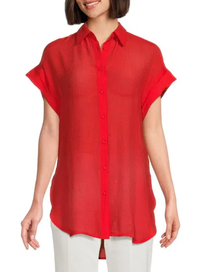 Nanette Lepore Women's Side Slit Shirt In Poppy Red