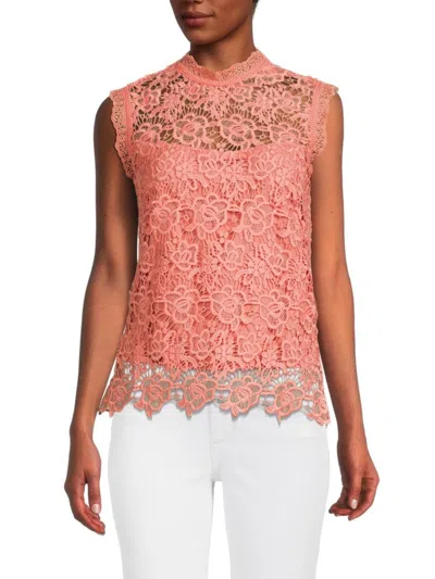 Nanette Lepore Women's Sleeveless Lace Top In Burnt Coral