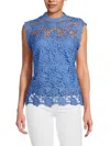 Nanette Lepore Lace Sleeveless Top In Cayman Blue