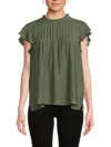 Nanette Lepore Women's Solid Ruffle Pleated Top In Prairie Sage