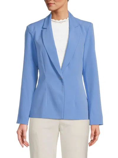 Nanette Lepore Women's Solid Single Button Blazer In Cayman Blue