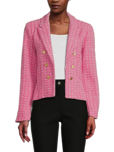 Nanette Lepore Women's Tweed Open Front Blazer In Rose