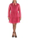 Nanette Lepore Womens Button Front Metallic Mini Dress In Pink