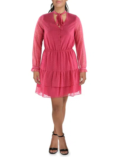 Nanette Lepore Womens Button Front Metallic Mini Dress In Pink