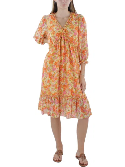 Nanette Lepore Womens Chiffon Midi Dress In Multi