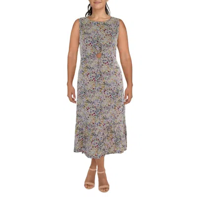 Nanette Lepore Womens Floral Print Linen Midi Dress In Multi