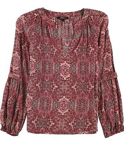 Pre-owned Nanette Lepore Womens Hideout Peasant Blouse In Red