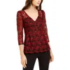 Nanette Lepore Womens Lace V-neck Peplum Top In Red