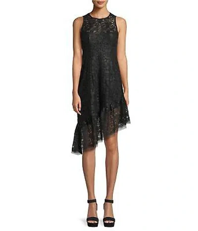 Pre-owned Nanette Lepore Womens Mata Hari Asymmetrical Dress In Sequinblack