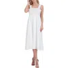 Nanette Lepore Womens Ruched Midi Midi Dress In White