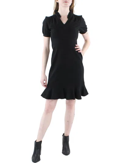 Nanette Lepore Womens Ruffled Short Mini Dress In Black