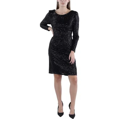 Nanette Lepore Womens Sequined Long Sleeves Sheath Dress In Black