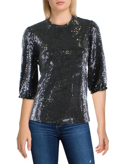 Nanette Lepore Womens Sequins Puff Sleeves Pullover Top In Black