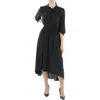 Shop Nanette Lepore Womens Smocked Polyester Fit & Flare Dress In Black