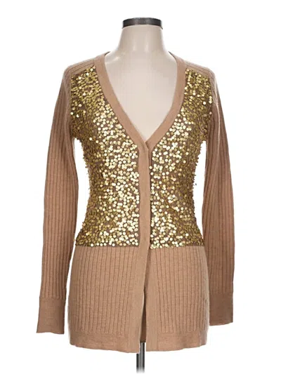 Pre-owned Nanette Lepore Wool Cardigan Sweater In Gold