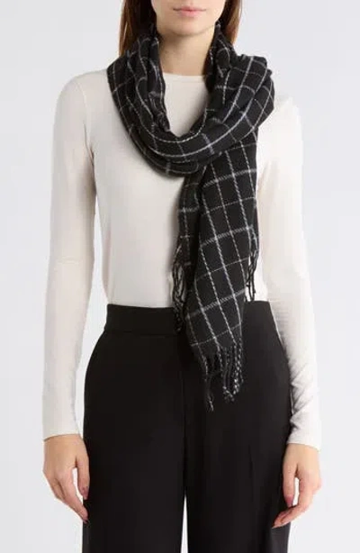 Nanette Lepore Woven Plaid Scarf In Black