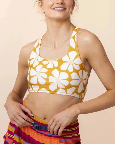 Nani Cross Up Top Women's Solis Daisy Print Scoop Neck Crop Swimwear Dsgl1042 In Multi