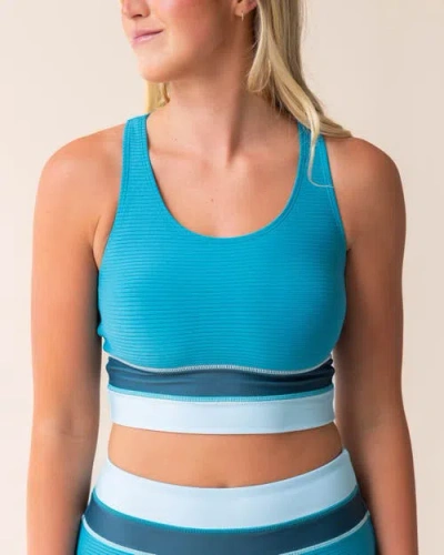 Nani Cut Back Crop Swim Top In Still Water Ribbed