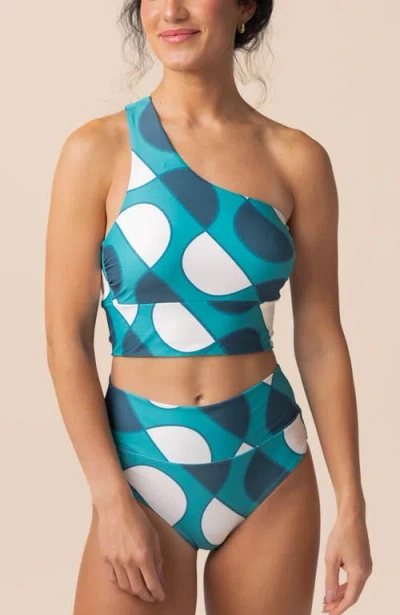Nani One Shoulder Crop Swim Top In Multi