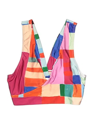 Pre-owned Nani Swimwear Swimsuit Top Pink Color Block Pattern Swimwear