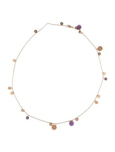 Pre-owned Nanis 18k Amethyst Station Necklace, 23" In Multicolor